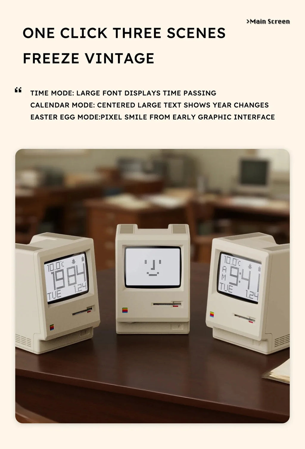 60 hours Standby Retro Maclock Alarm Clock Student Specific Wake-Up Artifact Desktop Decor Electronic Display Creativity Clock