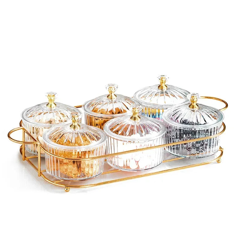 Serving Platter Glasses Bowl With Lid, Party Candy Nuts Salad Dishes, Plate Cake Food Kitchen Plate, Dessert Snacks