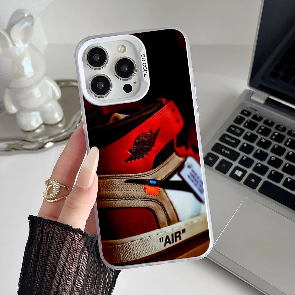 JORDAN 1 Designed And Sold By Phone Case IMD Color Silver Shell For IPhone 16 15 14 13 12 11 Pro Max Plus