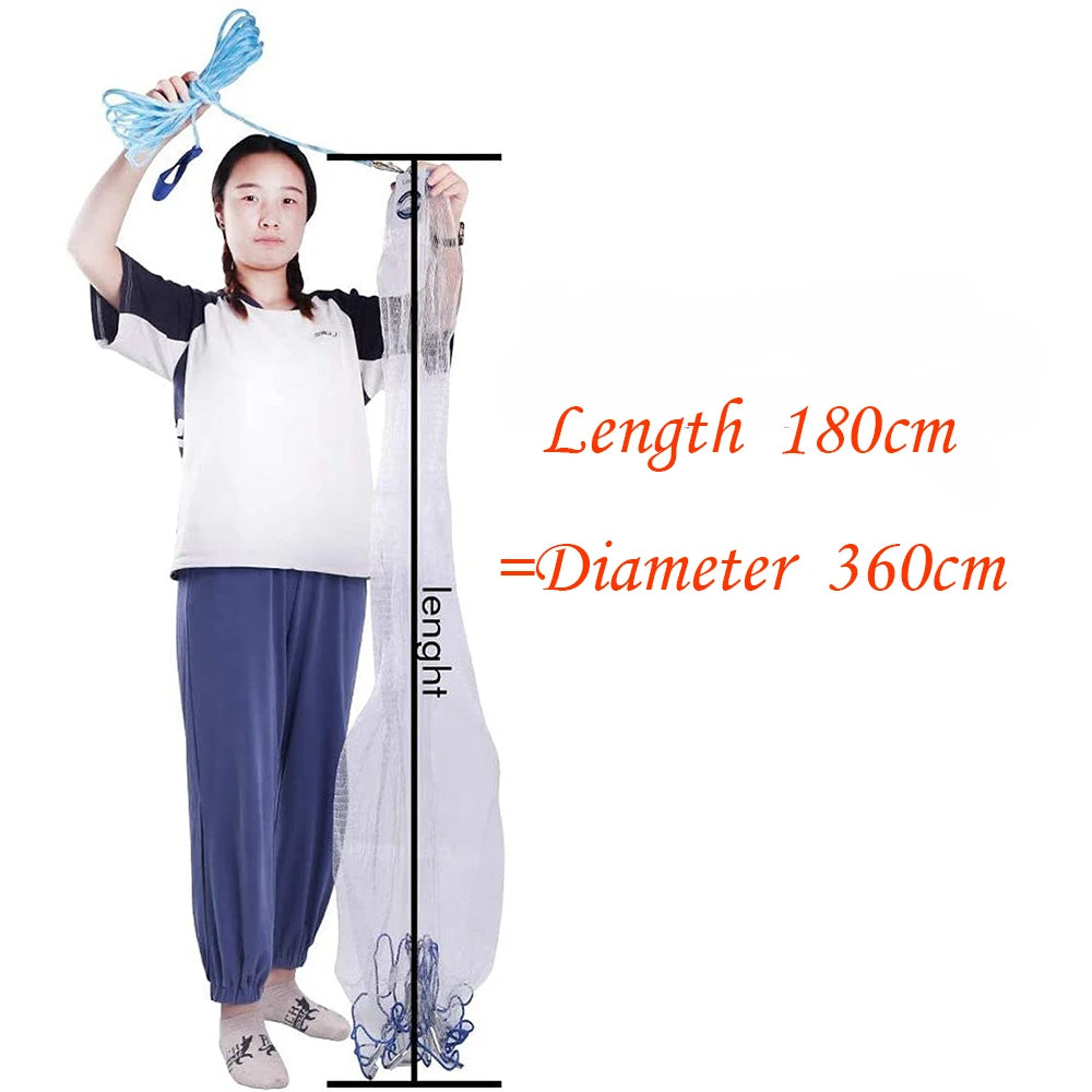 Lawaia Fishing Net Multifilament/Monofilament Line Cast Net Catch Fish Throw Network Steel Sinker Outdoor Hand Net Fish Trap