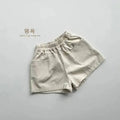 Spring Summer Children Shorts 1-8Y Boys Girls Cotton Pockets Solid Short Pants Trousers Korean Toddler Wear Bottoms Kids Clothes
