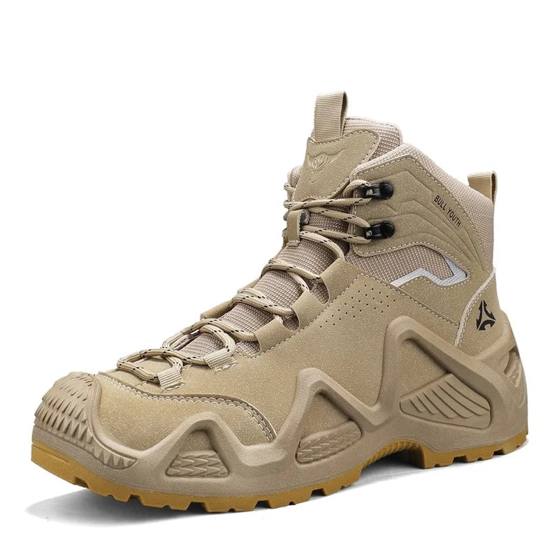 Men Tactical Boots with Straps for Combat Training Waterproof Straps Outdoor Hiking Breathable Shoes Multifunctional Motorcycle