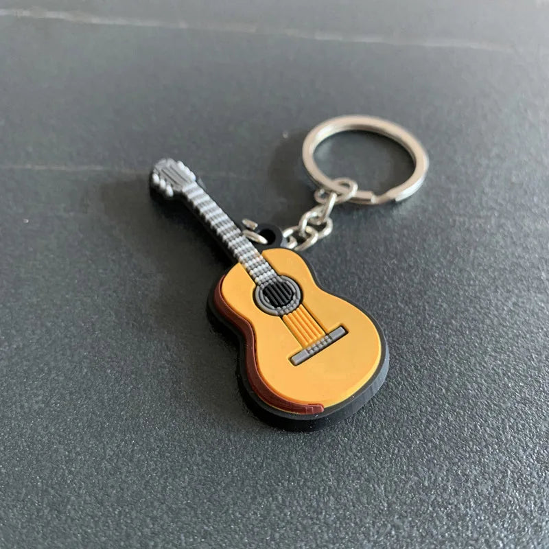 New Musical Instrument Silicone Guitar Pvc Soft Keychain Cartoon Small Gift Pendant K5156