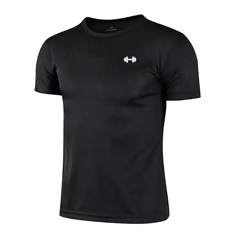 Mens Casual Running T-Shirts Summer Breathable Mesh Quick Dry Shirts Fitness Short Sleeve Sportswear Gym Bodybuilding Clothing
