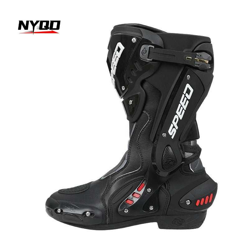 Men's High-Top Motorcycle Riding Boots All-Season Non-Slip Anti-Fall Motorbike Shoes Professional Road Racing Touring Equipment