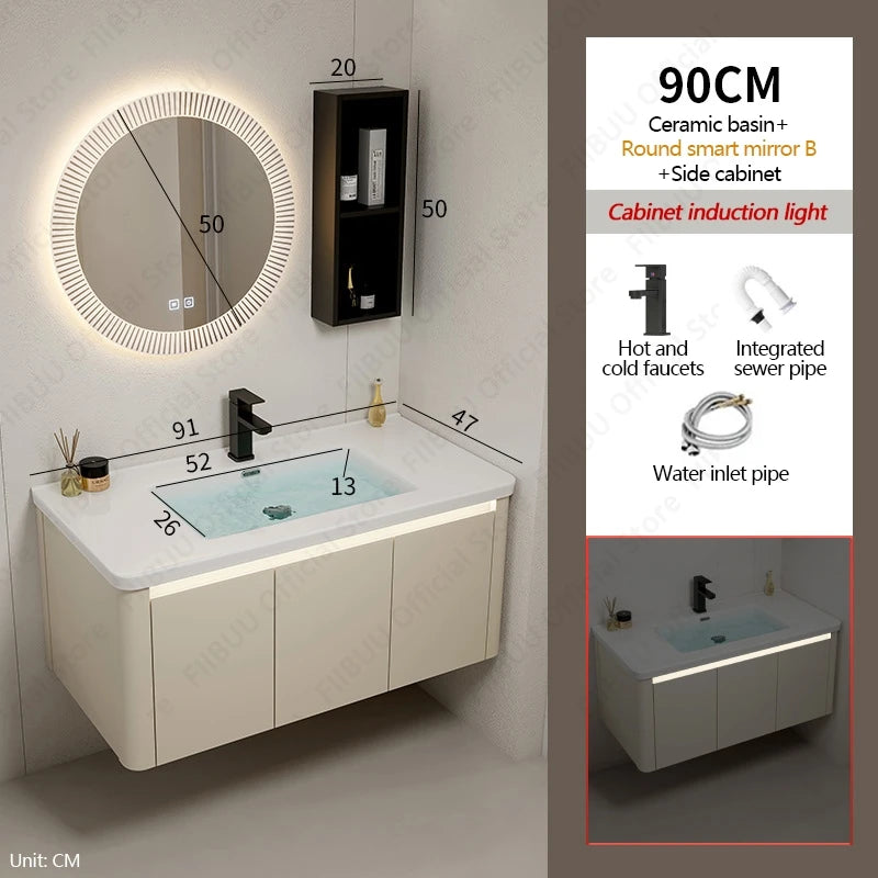Modern Bathroom Vanity Wall Mounted Bathroom Storage Cabinet, High-Definition Mirror Integrated Bathroom Furniture Accessories