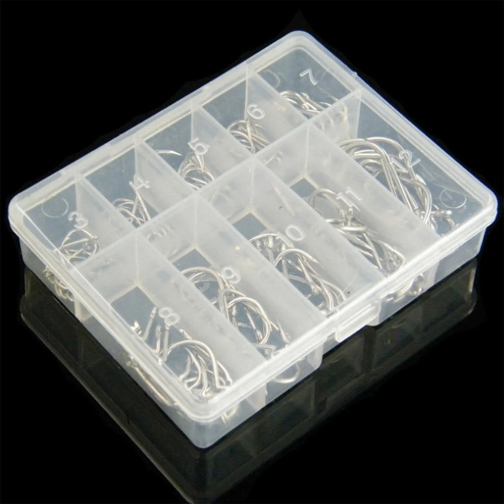 100pcs Fishing Hook Stainless Steel Carbon Fishing Hook With Loop Sharp Barbed Boxed Fishing Hook Set Sea Fishing Accessories