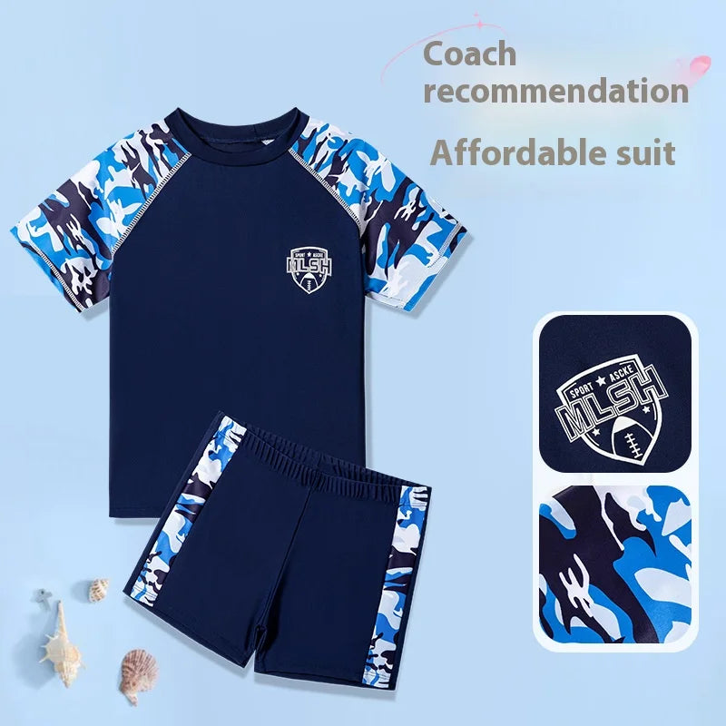 New Kids Swimsuit Medium Kids Baby Split Suit Swim Trunks Light Short Sleeve Beach Swimsuit Boys Swimsuit Swim Trunks