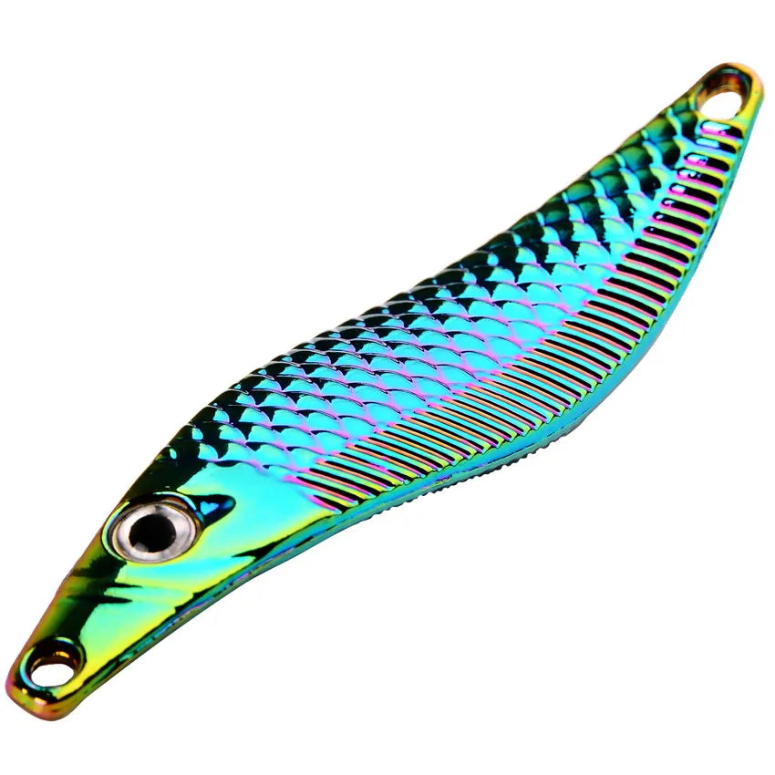 Metal VIB Leech Spinners Spoon Lures 7g 10g 15g 20g Artificial Bait With Feather Hook Night Fishing Tackle for Bass Pike Perch