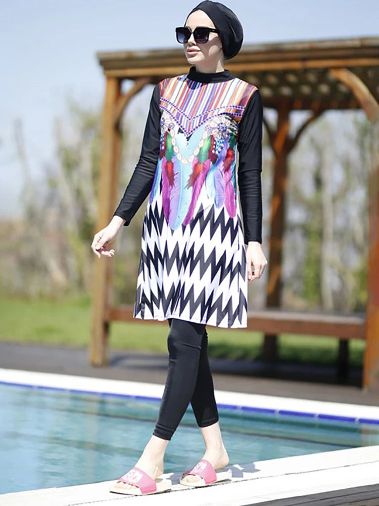 Muslim Modest Swimwear Hijab Burkini Swimsuit Women Islamic Cover Ups Long Sleeve Swimming Suit Hijabs For Woman Swim Bathing