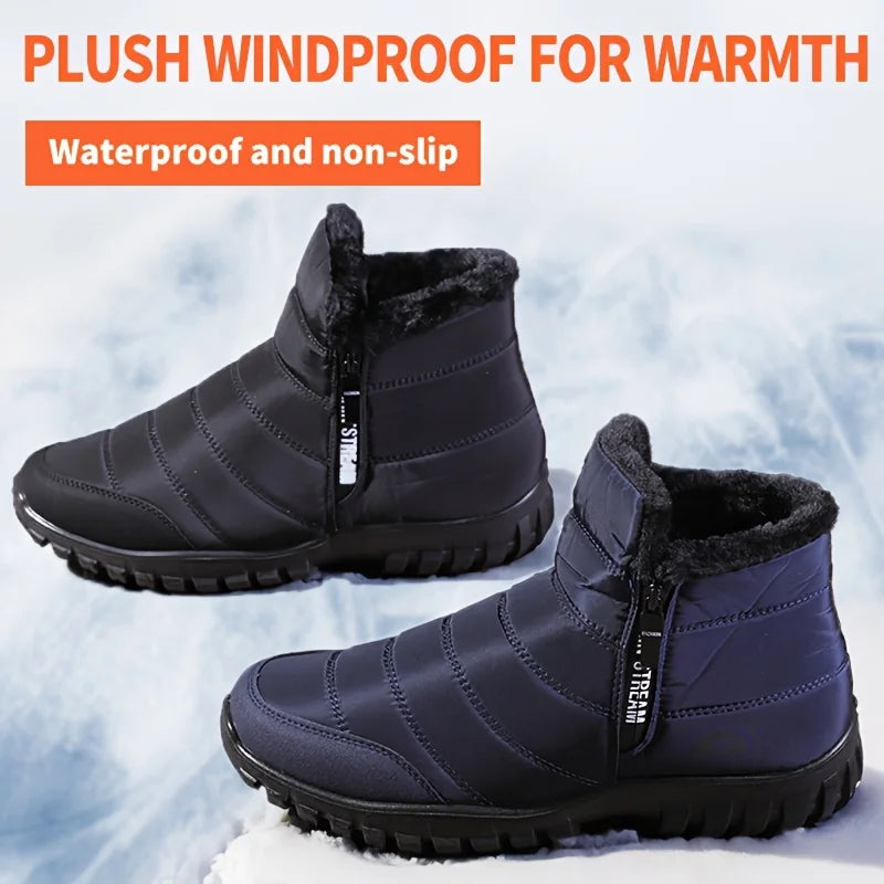 Men's shoes: Men's casual shoes with fleece, warm, waterproof and wear-resistant snow boots