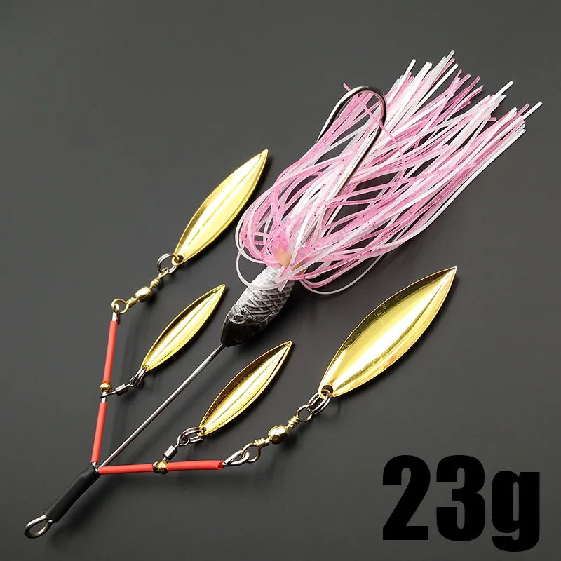 Lunker Spinner Baits Hard Fishing Lure 23g Noisy Buzz Rotating Blade Bubble Vibration Tandem Spin Willow Bass Trout Perch Pike