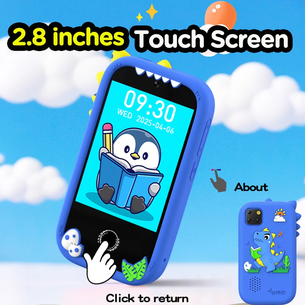 Kid Smart Phone Toy with 18 Games, Mini Music Player & Video Recorder, Birthday Gift for Children Boys & Girls