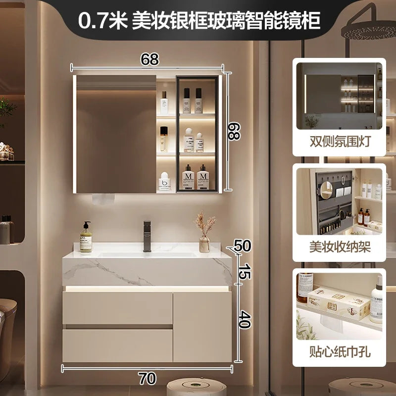 Partitions Storage Bathroom Cabinet Organizer Mirror Wall Shelves Accessories Toilet Cupboard Luxury Gabinete Home Furniture