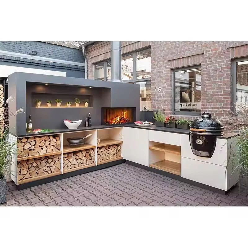 Outdoor kitchen Cabinet BBQ grill Oven and Bar Furniture House garden Stainless Steel Kamado grillInduction cooker customized