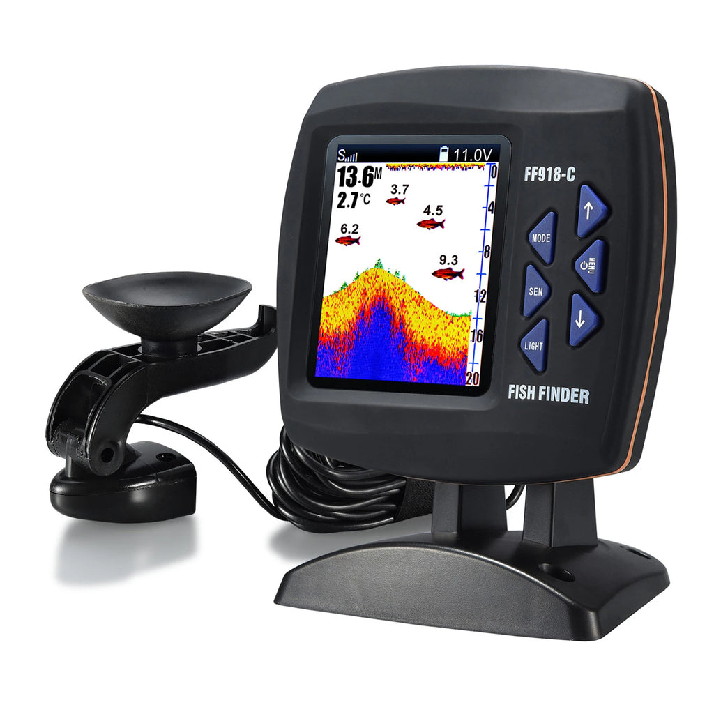 Portable Fish Finder Wireless Sonar Sensor Fishing Depth Finder Locator Fishfinder with Wired Transducer for Boat Kayak Fishing