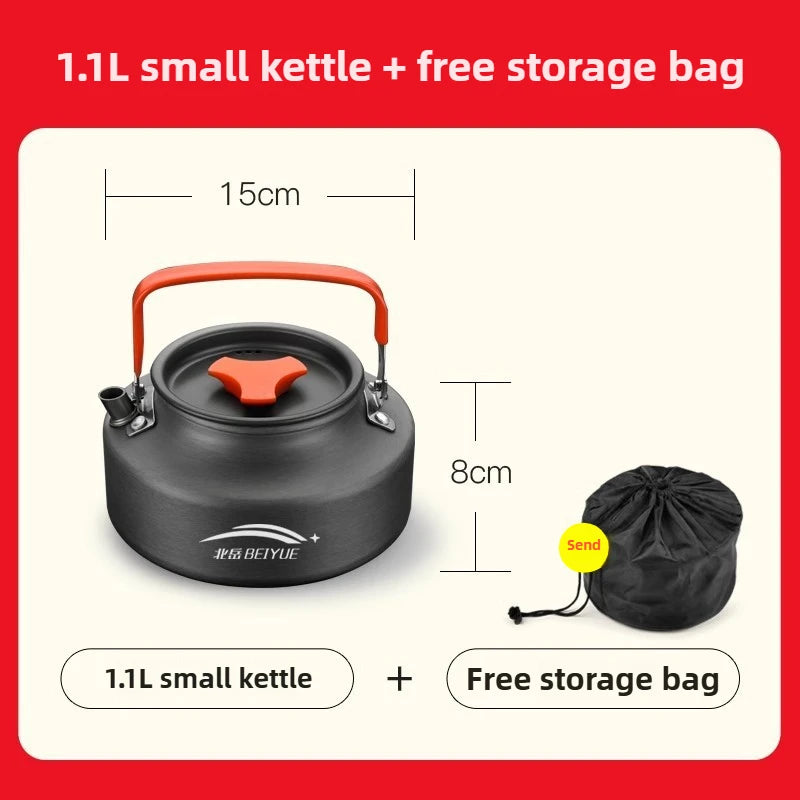 Outdoor Hiking Cookware Camping Cookware Boiling Water Teapot Frying Pan Equipment Portable Camping Pot Supplies Combination Set