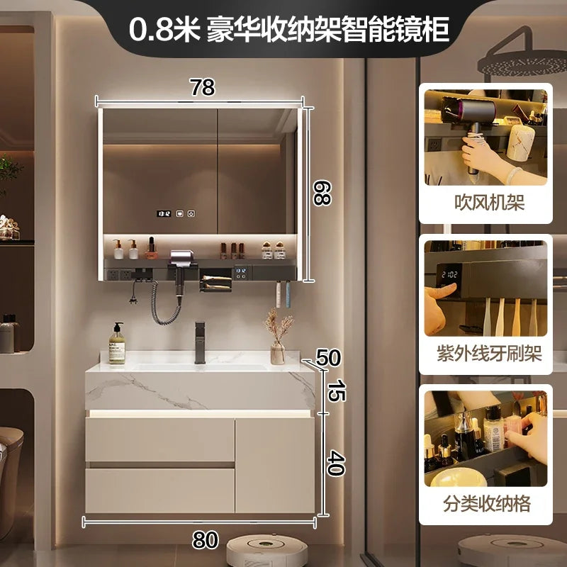 Partitions Storage Bathroom Cabinet Organizer Mirror Wall Shelves Accessories Toilet Cupboard Luxury Gabinete Home Furniture