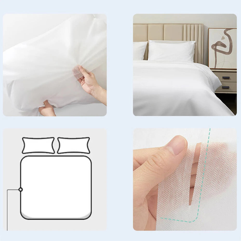 Disposable Bed Sheets Set Towel Hotel Quilt Cover Bedding Dirty Proof Pillowcase Dirty Quilt Cover Portable Travel Essential