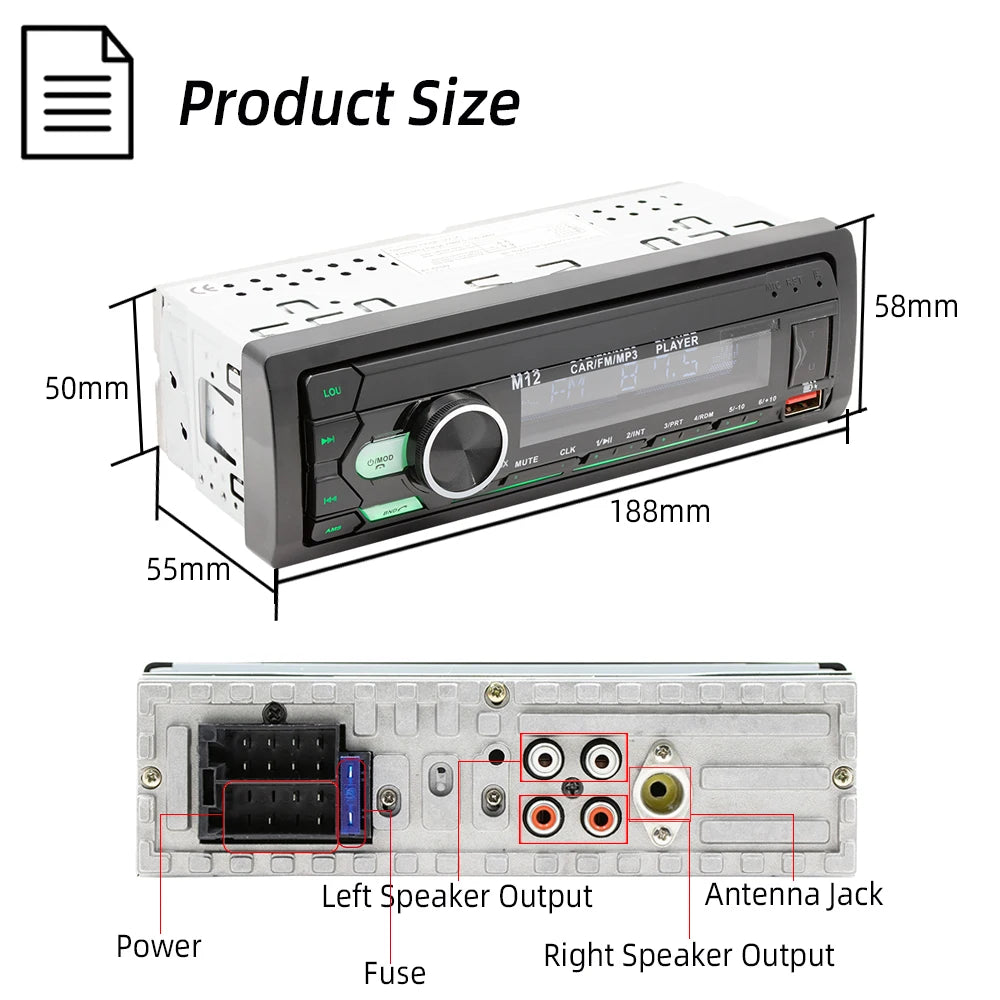 HIPPBQCC Car Stereo Radio 1Din Player FM MP3 Player Digital Bluetooth Car Radio Stereo Audio Music USB/SD with In Dash AUX Input
