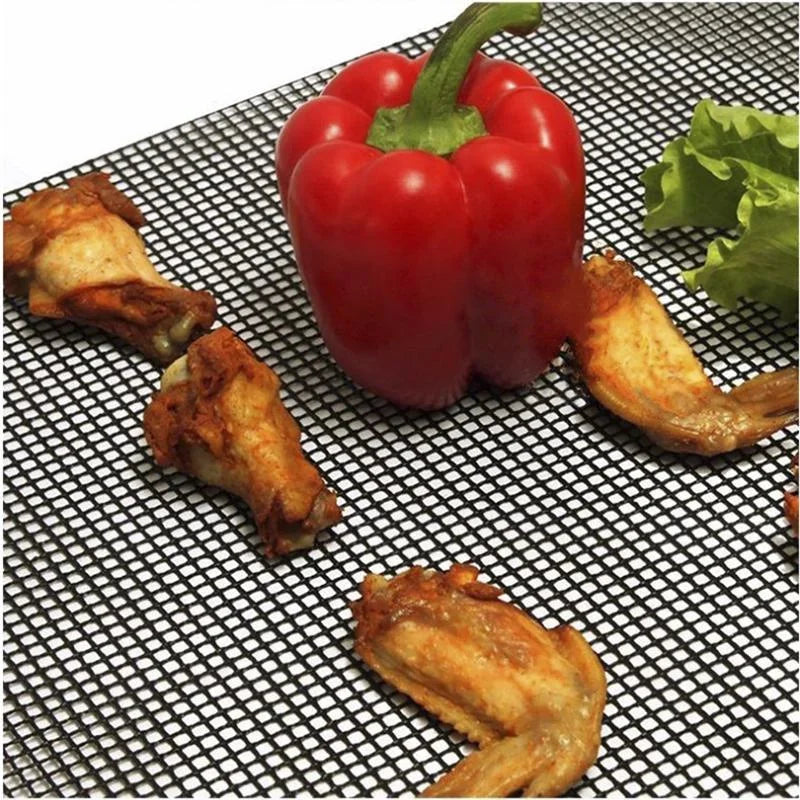 Outdoor Non-Stick BBQ Grilling Mat High Temperature Resistant Barbecue Grid Mat for Easy Cooking and Cleaning
