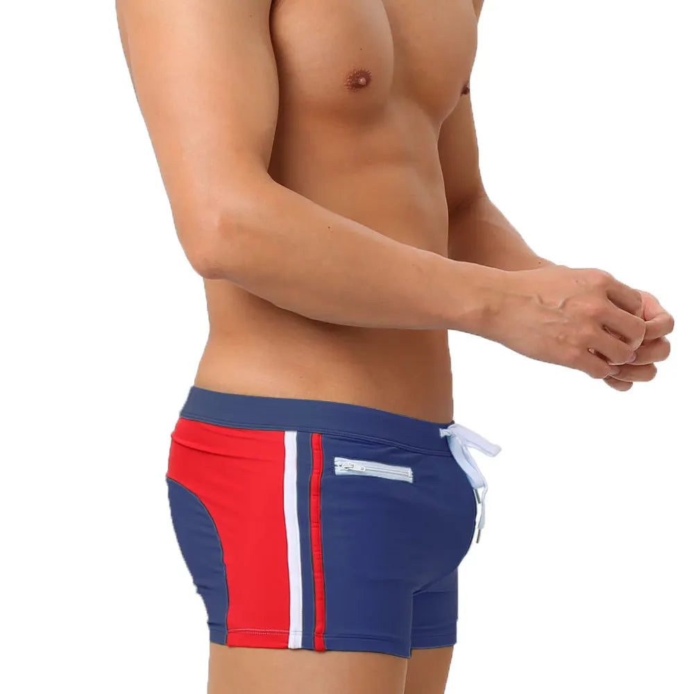 Mens Swimwear With Push-Up Swimming Trunks Boxer With Pocket  Hi-Q Sexy Men Breathable Swim Suit Speed Beach Shorts  sunga