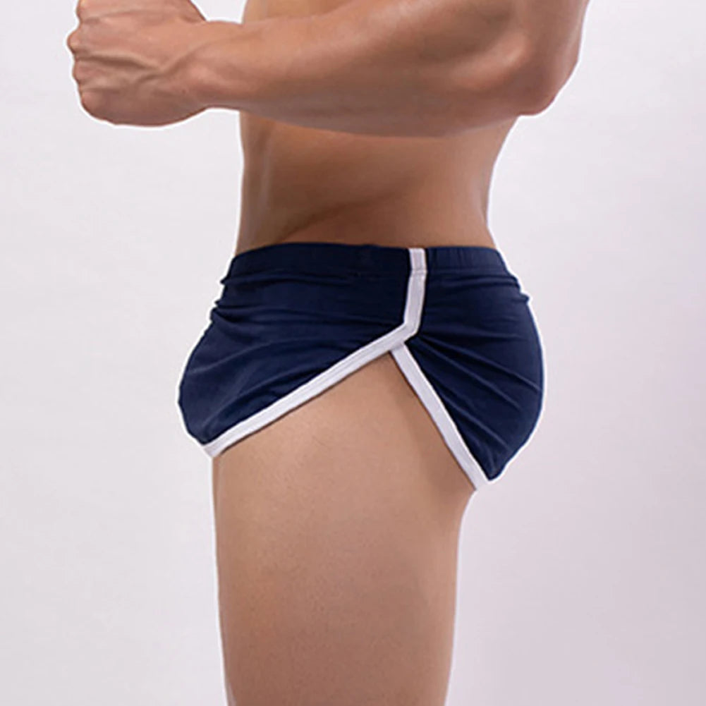 Men  Arrow Pants Separate Pouch Trunks Briefs Comfy Layered Underpants Tangas Underwear Mesh Stretchshorts