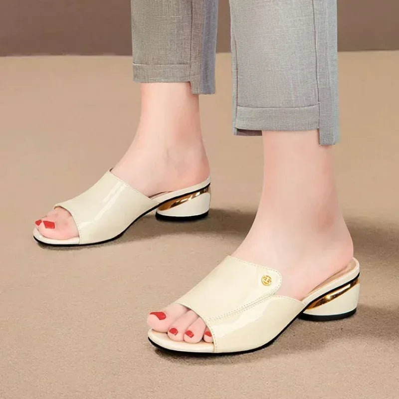 Women's Shoes Fashion Red Sexy Womens Slippers PU Soft Leather Ladies Comfortable Sandals Suitable for Girls Pantuflas Mujer