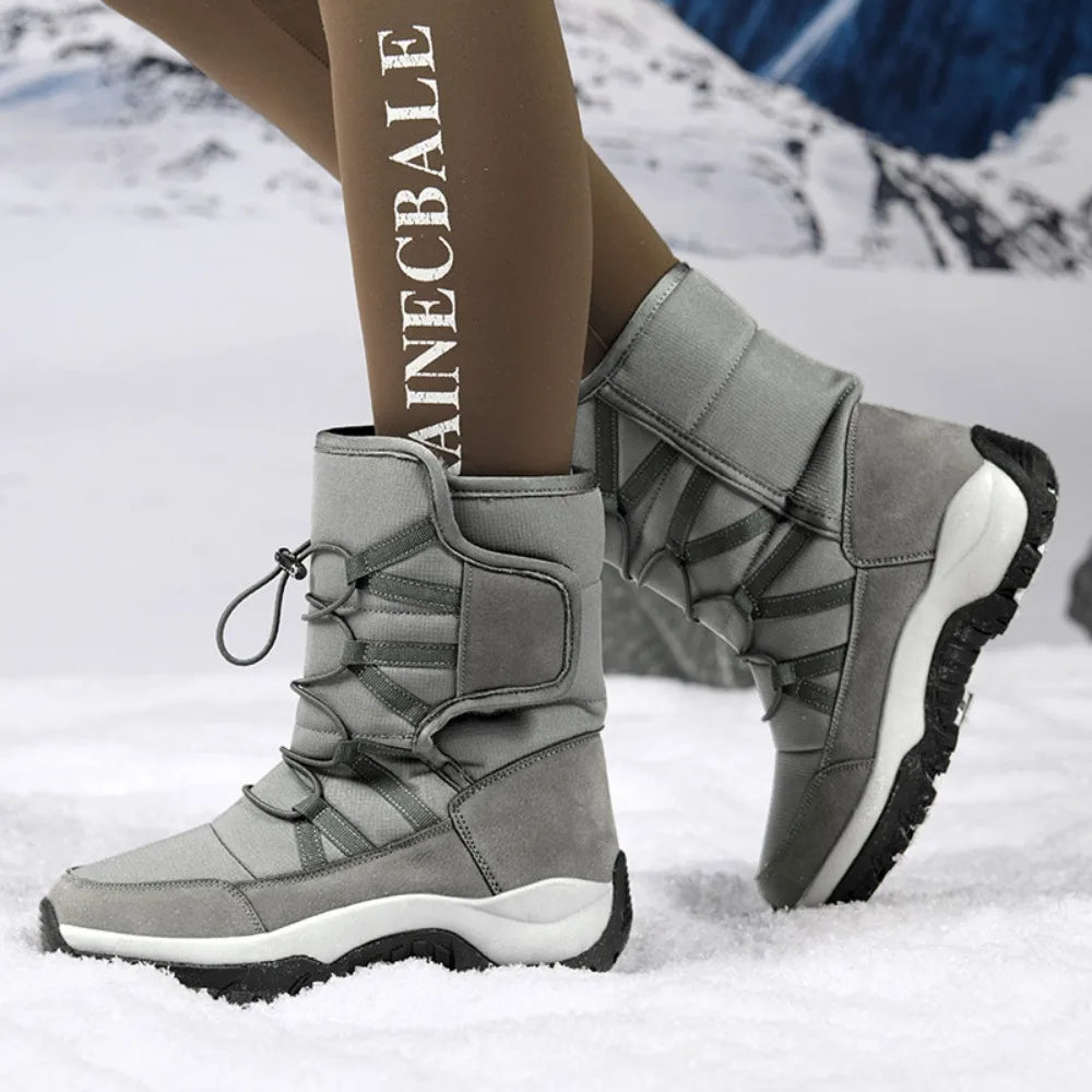 Brand Men's Winter Shoes Waterproof Men's Boots Warm Plush Couple Snow Boots Outdoor Non-slip Hiking Boots Men Work Ankle Boots