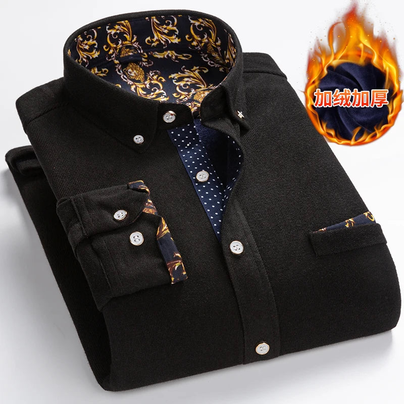 Mens Clothing Shirt For Men Long Sleeve Casual Shirt Winter Camisas Blouse Men's Streetwear Autumn Streetdress Thick Hombre