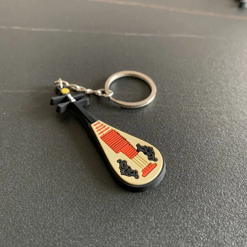 New Musical Instrument Silicone Guitar Pvc Soft Keychain Cartoon Small Gift Pendant K5156