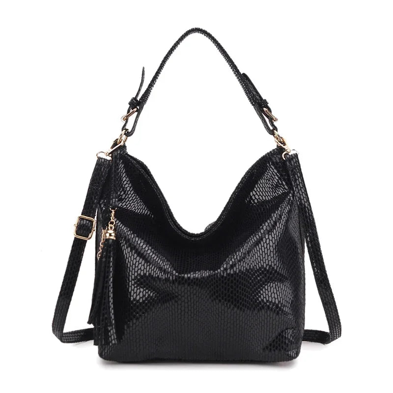 Women's Bags Handbags Fashion Shoulder Crossbody Bags with Fringe Crescent Snake-Print Hobo Purses and Handbags for Women & Girl