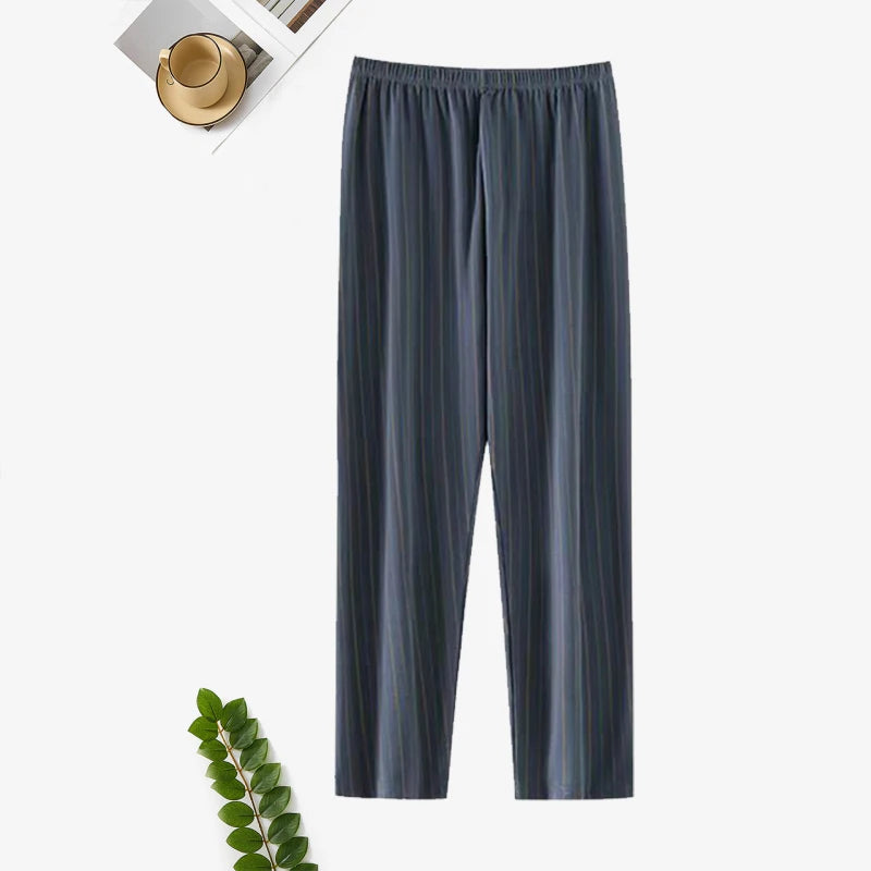 Good-Looking Men's Pajama Pants for Spring, Autumn, and Summer, Thin Long Pants, Plus Size, Loose Plaid Home Pants for Middle-Aged Dads