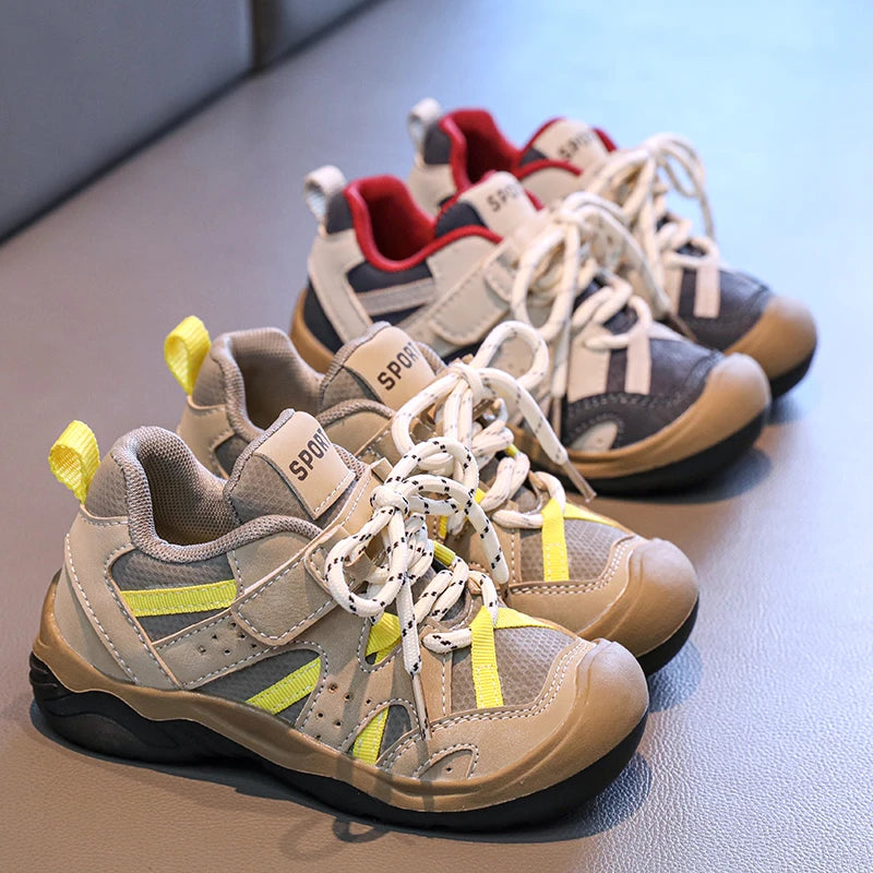 Kids Shoes for Boy 2025 New School Children Fashion Causal Girls Sports Shoes Mesh Patchwork Toddlers Running Sneakers Hook Loop