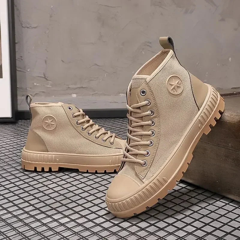 Male Shoes Hiking Outdoor Rubber Men's Boots Lace Up Original Deals Vintage In Promotion Y2k Offers Trendy 2025 Footwear New