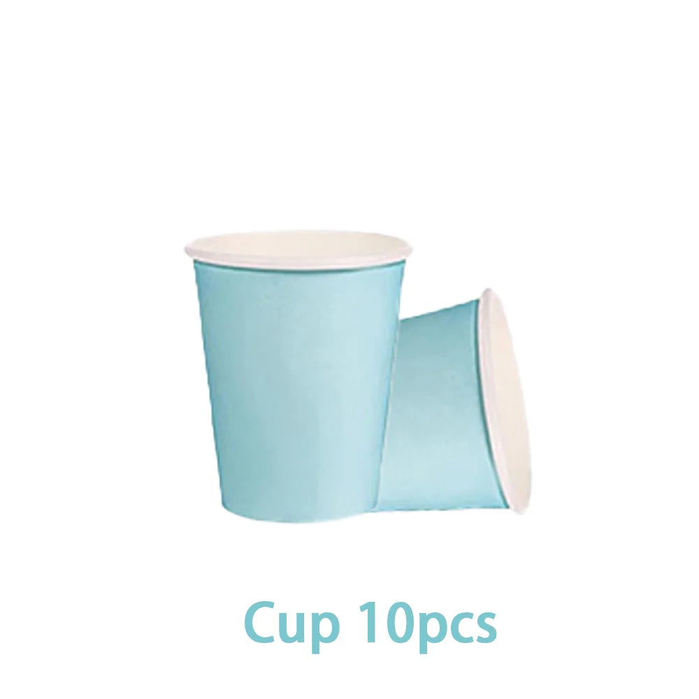 Solid color party supplies tableware paper plates cups napkins tablecloths suitable for birthday party guests banquet baby showe