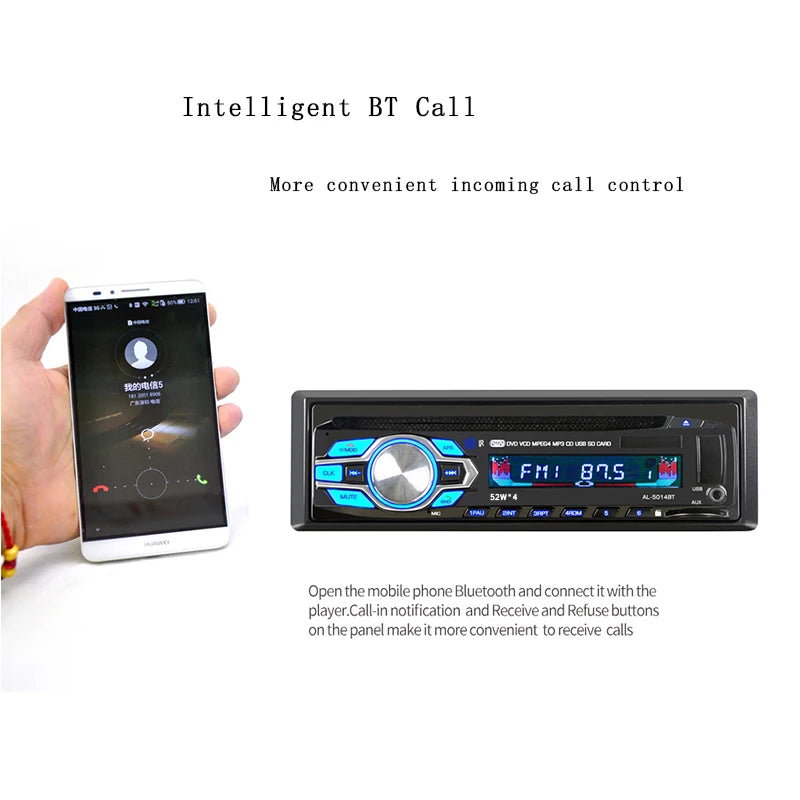 DVD VCD CD Car Multimedia Player Car Radio Bluetooth Car  Tuner Stereo Bluetooth FM Radio MP3 Audio USB SD In-Dash 1 DIN 12V