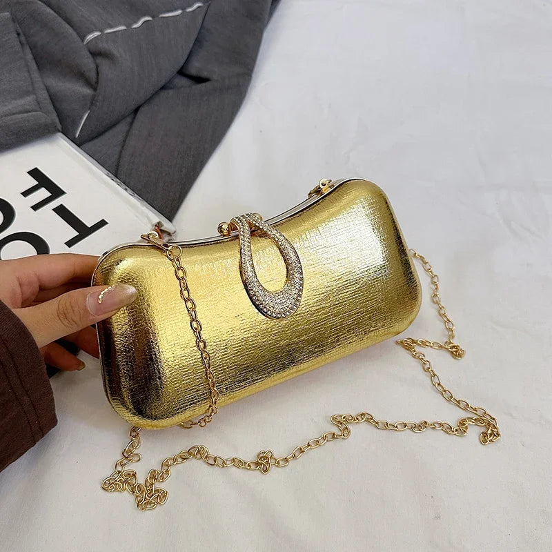 Women's Handbag Bags for Women 2025 Fashion Geometric Mini Party Evening Purse Crossbody Shoulder Bag Gold Box Lipstick Bag