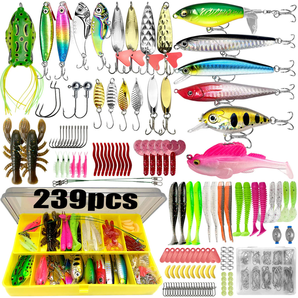 409/239/193/133/83pcs Fishing Lures Kit for Topwater Bait Rigs Tackle Kit for Bass Trout Salmon Fishing Accessories