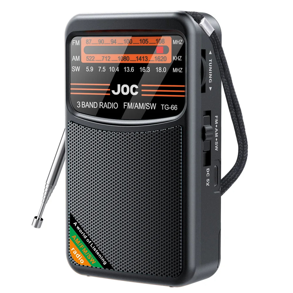 Portable Pocket Radio AM/FM/SW 3-Band Mini Portable Radio For Running Walking,Support Earphone Rechargeable Radio FM Receiver