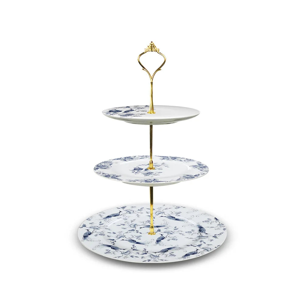 Bone China Dinning Plates Set Chinse style Flower Bird Peacock Porcelain Plate for Dessert Steak Bread Cake Dish Tray Coffee Cup