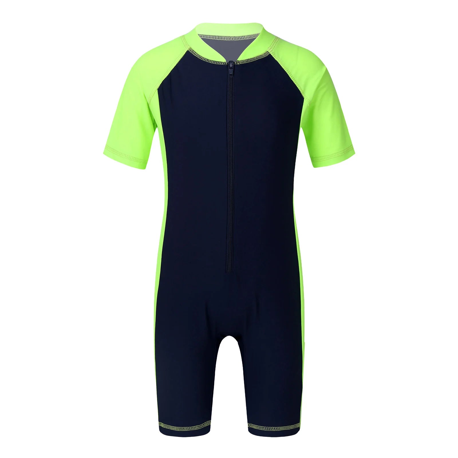 Kids Boys Girls Wetsuit Swimsuit One-piece Rash Guard Swimwear Short Sleeves Zippered Shorty Bodysuit Swimming Bathing Suit