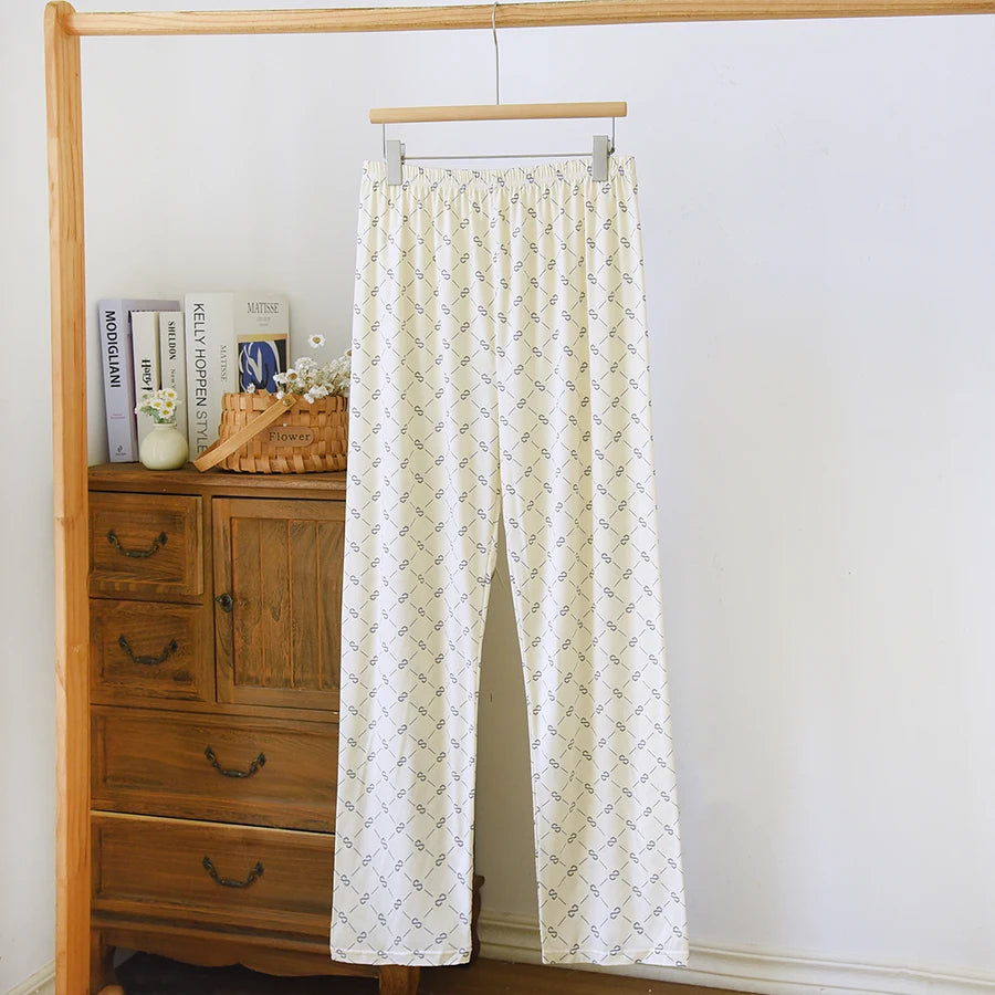 Good-Looking Men's Pajama Pants for Spring, Autumn, and Summer, Thin Long Pants, Plus Size, Loose Plaid Home Pants for Middle-Aged Dads