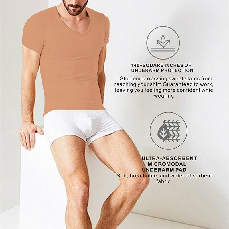 Men Undershirts  Anti Perspiration T shirt  Against Underarm Sweat Proof T-shirt