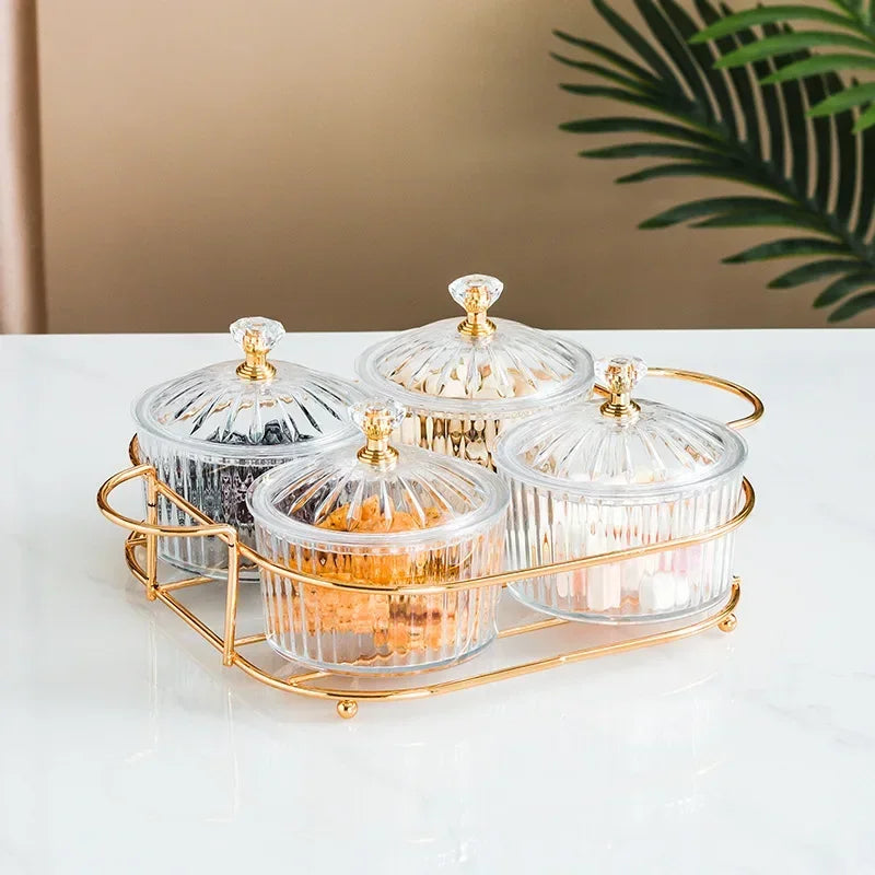 Serving Platter Glasses Bowl With Lid, Party Candy Nuts Salad Dishes, Plate Cake Food Kitchen Plate, Dessert Snacks
