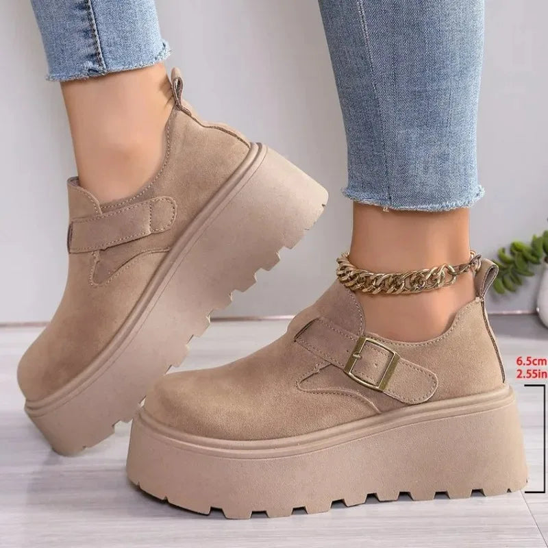 Women's Shoes Retro Suede Casual Shoe Fashion Platform Shoes Designer Womens Shoes Platform Vulcanized Footwear Zapatos De Mujer