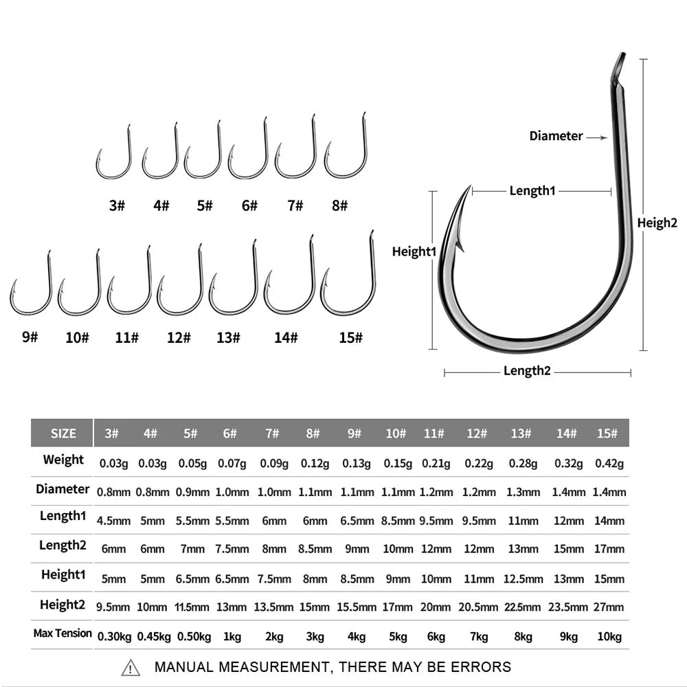 Single fishing hooks, 100pcs, 3 #-15 #, sea fishing equipment, flat hooks for carp fishing, auxiliary accessories