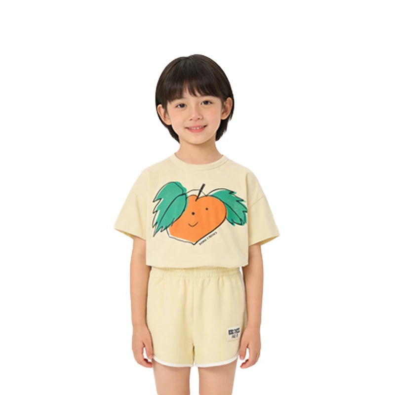 Summer 2026 New Kids T-shirt Shorts Set  Korean Boy Girl Letter Printed T-shirt Children's Casual Cute Short Sleeves Kids Tops