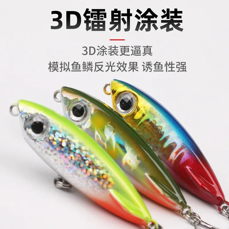 1 Pcs Top Water Pencil Fishing Lure 5cm 3.1g Floating Dog Walking Wobblers Tackle Artificial Hard Bait With  For Bass