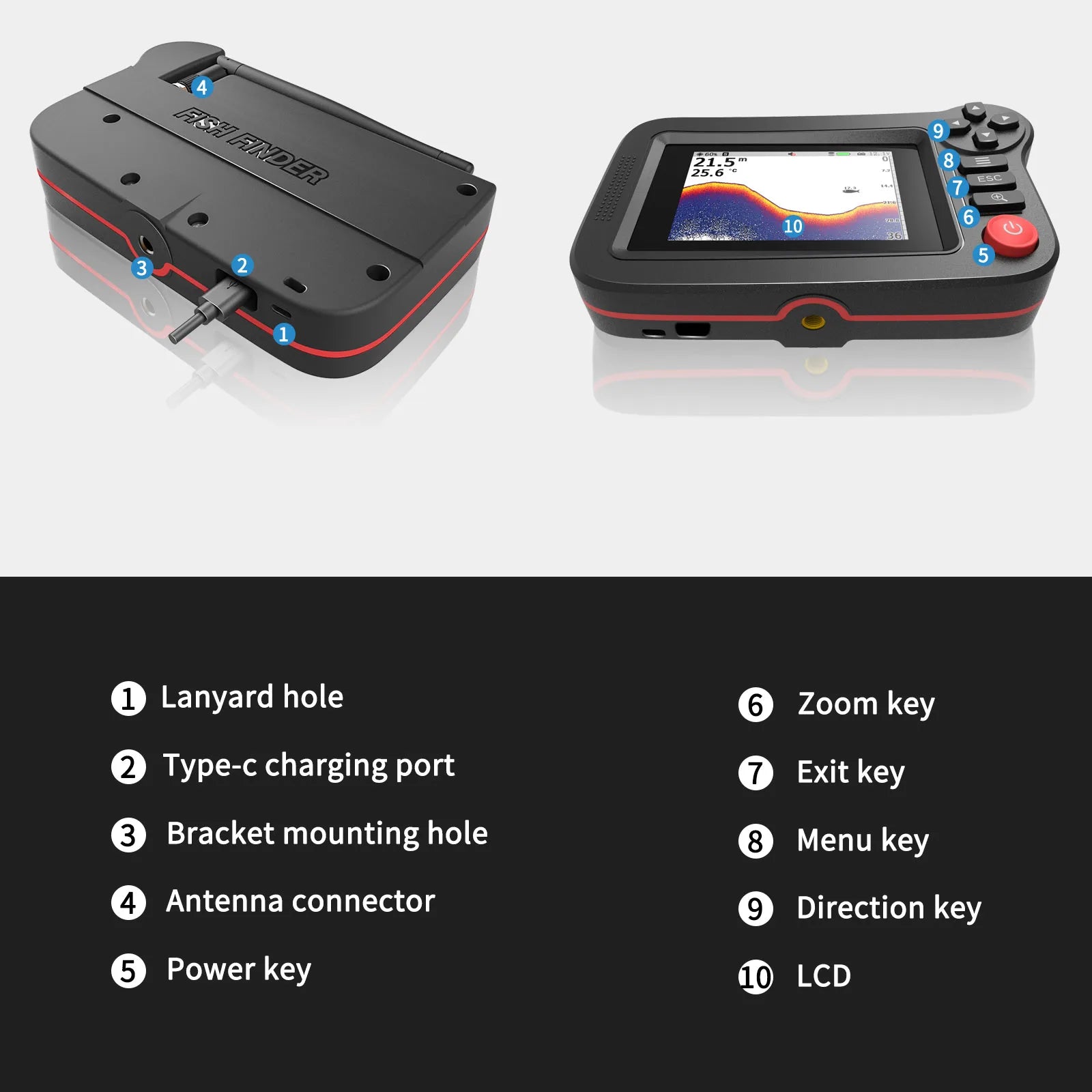 Smart Fish Finder - Portable Fish Finder and Depth Finder For Recreational Fishing From Dock, Shore Or Bank